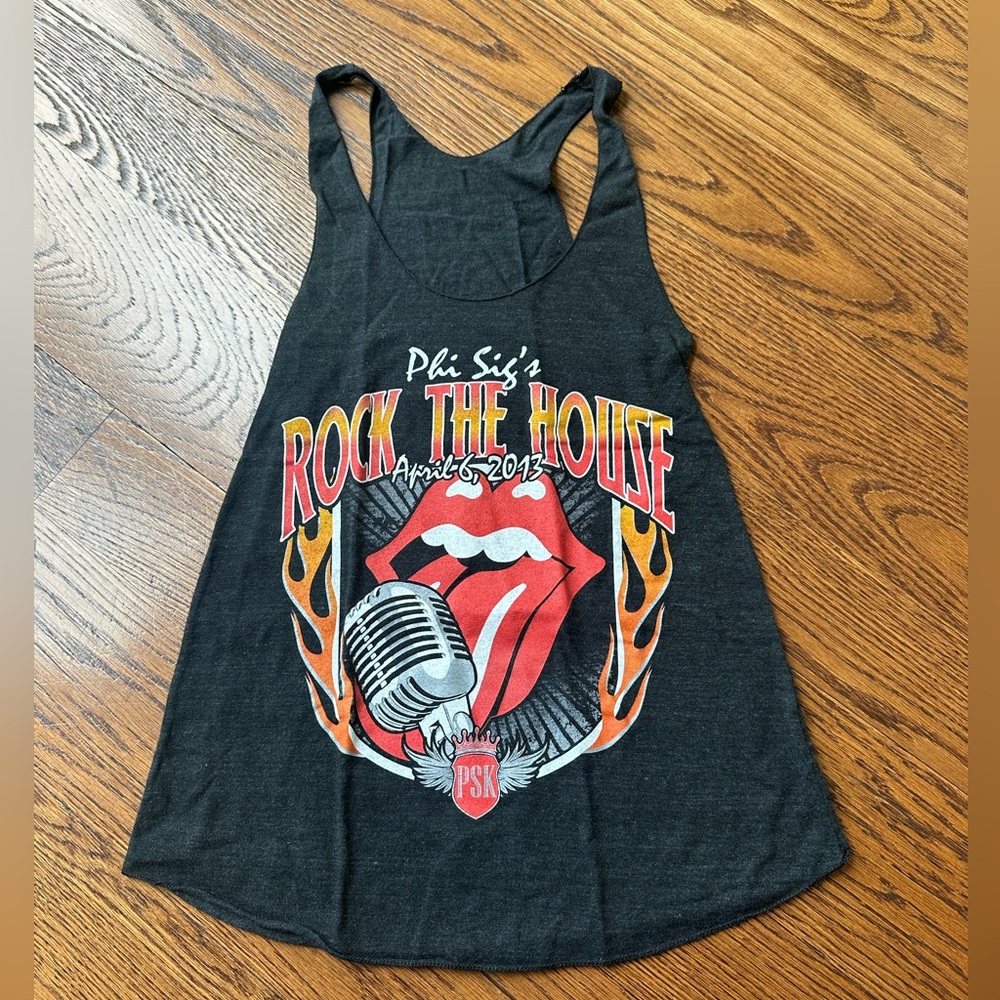 Vintage Phi Sig Rock The House Racerback Tank - Black & Red